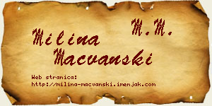 Milina Mačvanski vizit kartica
